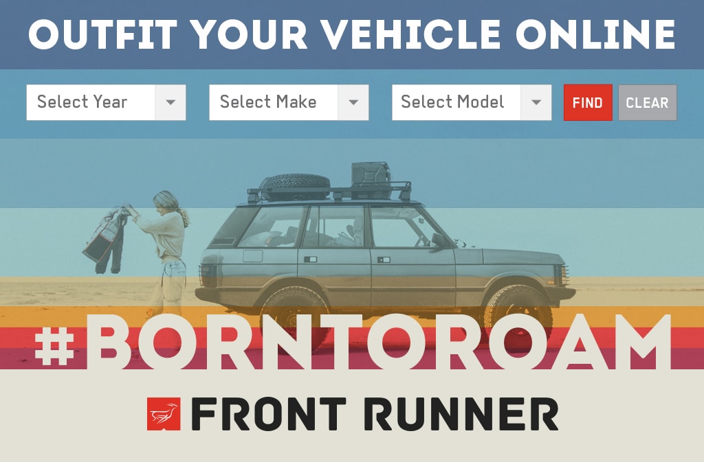 Ad for Front Runner showing a classic Range Rover