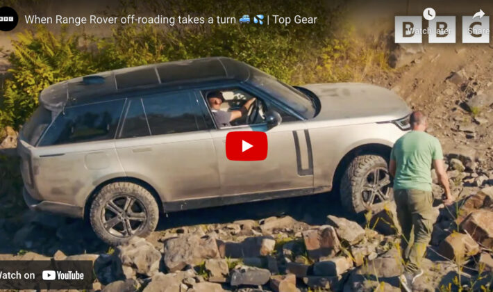 video cover image of a Range Rover driving on a rocky road
