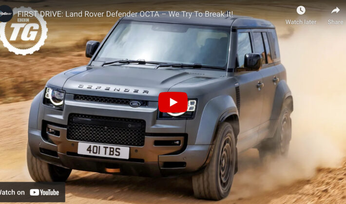 video cover image of a Land Rover Defender driving on dirt