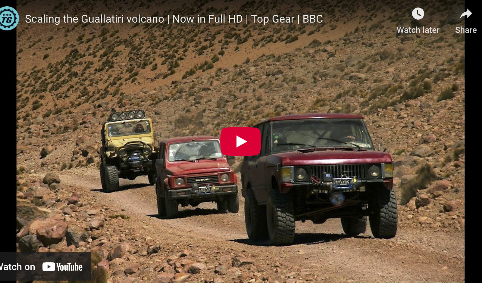 video cover image of three vehicles on a dirt road